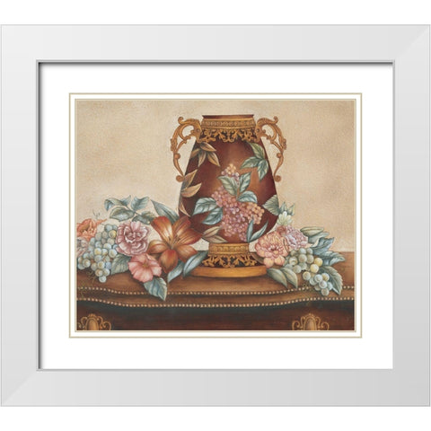 Vase and Flowers White Modern Wood Framed Art Print with Double Matting by Unknown