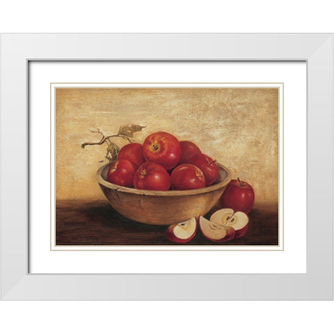 Bowl of Apples White Modern Wood Framed Art Print with Double Matting by Unknown