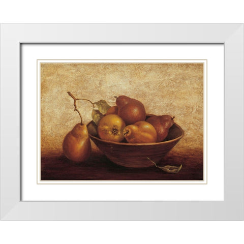 Bowl of Pears White Modern Wood Framed Art Print with Double Matting by Unknown