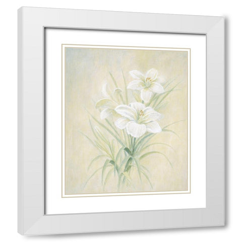 White Lily White Modern Wood Framed Art Print with Double Matting by Unknown