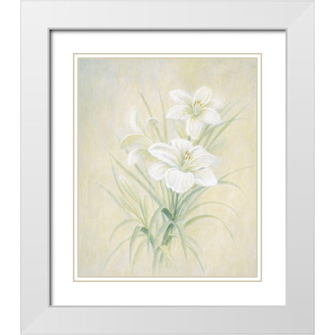 White Lily White Modern Wood Framed Art Print with Double Matting by Unknown