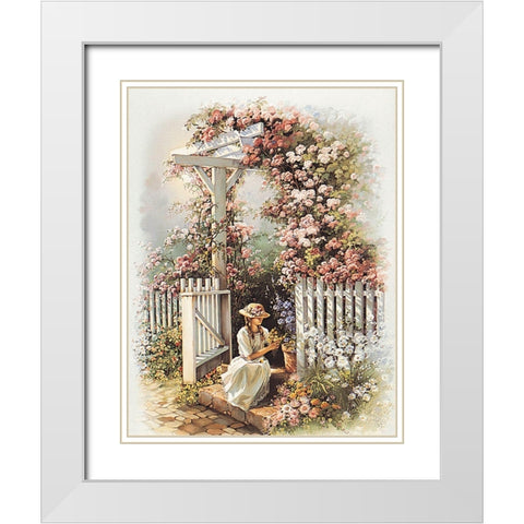 Sitting at the Gate White Modern Wood Framed Art Print with Double Matting by Unknown