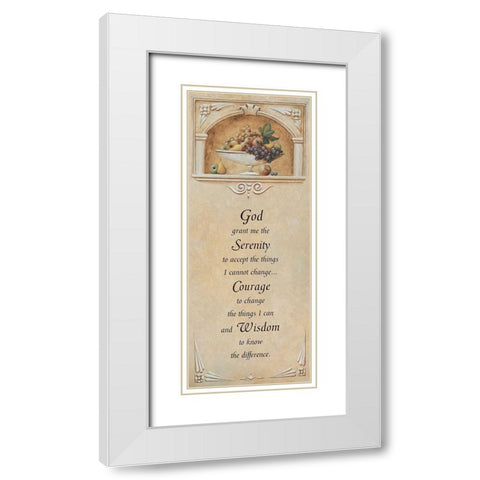 Serenity Prayer White Modern Wood Framed Art Print with Double Matting by Unknown