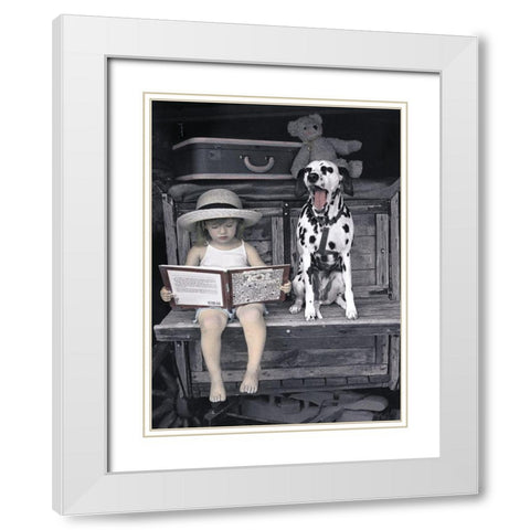 Reading Lesson White Modern Wood Framed Art Print with Double Matting by Unknown