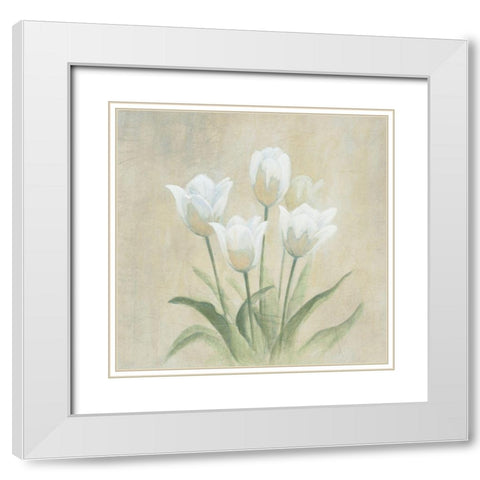 White Tulips White Modern Wood Framed Art Print with Double Matting by Unknown