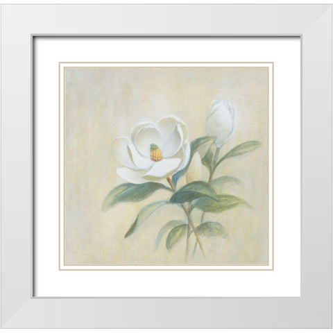 White Flower White Modern Wood Framed Art Print with Double Matting by Unknown