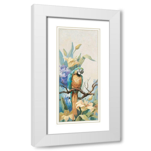 Parrot Panel II White Modern Wood Framed Art Print with Double Matting by Unknown