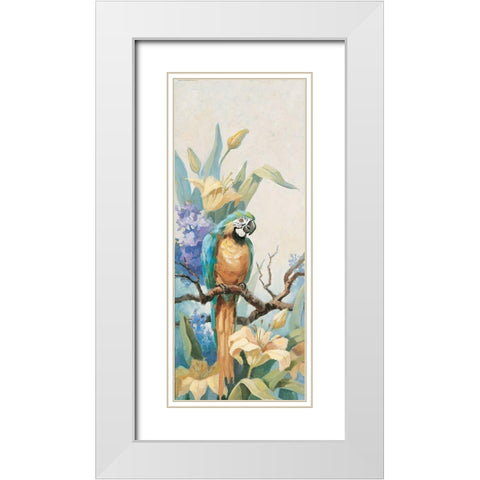 Parrot Panel II White Modern Wood Framed Art Print with Double Matting by Unknown