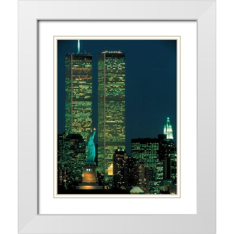 Twin Towers White Modern Wood Framed Art Print with Double Matting by Unknown