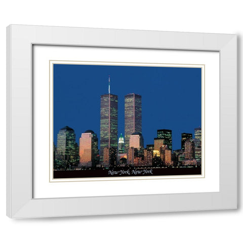 New York White Modern Wood Framed Art Print with Double Matting by Unknown