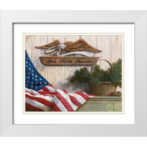 God Bless America White Modern Wood Framed Art Print with Double Matting by Unknown