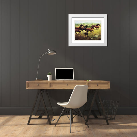 Wild Horses I White Modern Wood Framed Art Print with Double Matting by Unknown