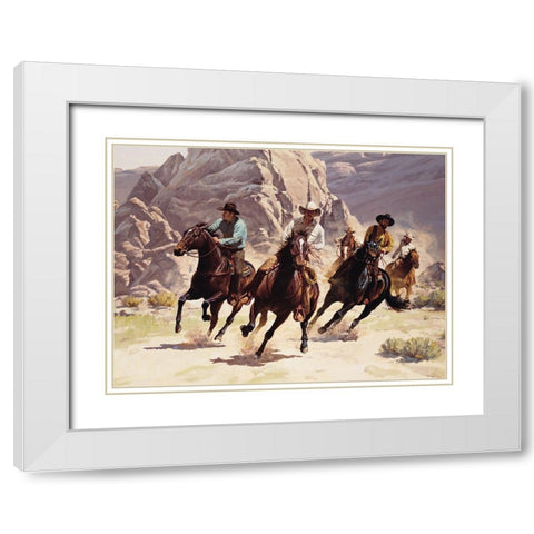 Rough Riders White Modern Wood Framed Art Print with Double Matting by Unknown