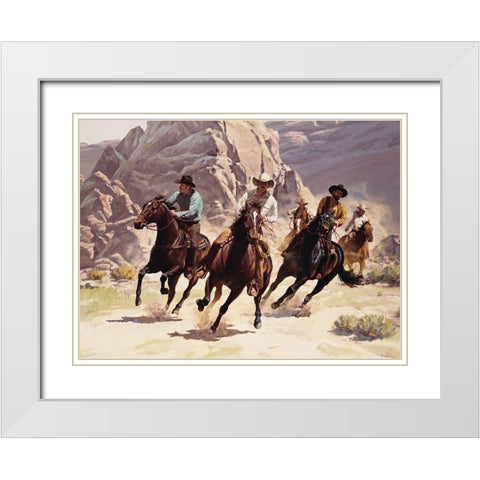 Rough Riders White Modern Wood Framed Art Print with Double Matting by Unknown