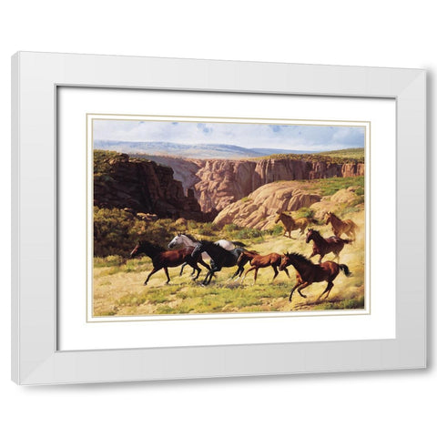 Wild Horses II White Modern Wood Framed Art Print with Double Matting by Unknown