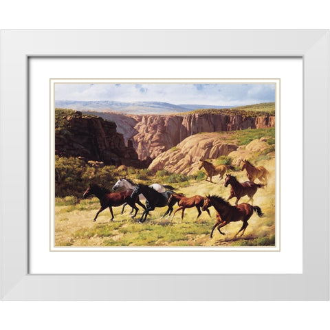Wild Horses II White Modern Wood Framed Art Print with Double Matting by Unknown