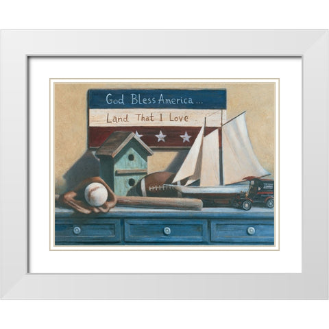 God Bless America White Modern Wood Framed Art Print with Double Matting by Unknown