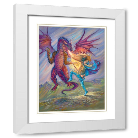 Slay the Dragon White Modern Wood Framed Art Print with Double Matting by Unknown