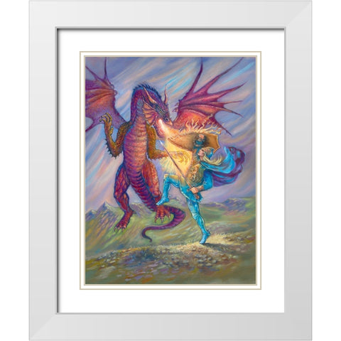 Slay the Dragon White Modern Wood Framed Art Print with Double Matting by Unknown