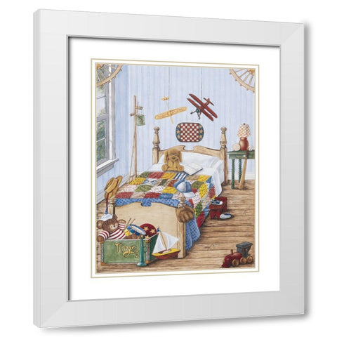 Boys Bedroom White Modern Wood Framed Art Print with Double Matting by Unknown