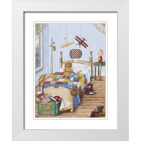 Boys Bedroom White Modern Wood Framed Art Print with Double Matting by Unknown