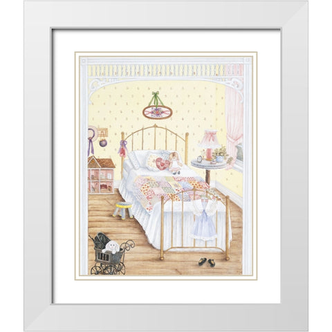 Girls Bedroom White Modern Wood Framed Art Print with Double Matting by Unknown