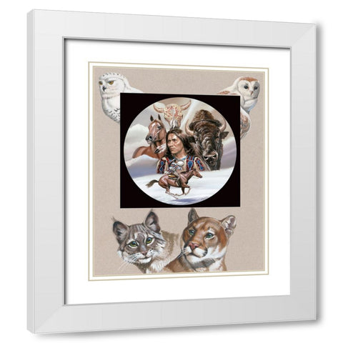 Indian Circle of Life White Modern Wood Framed Art Print with Double Matting by Unknown