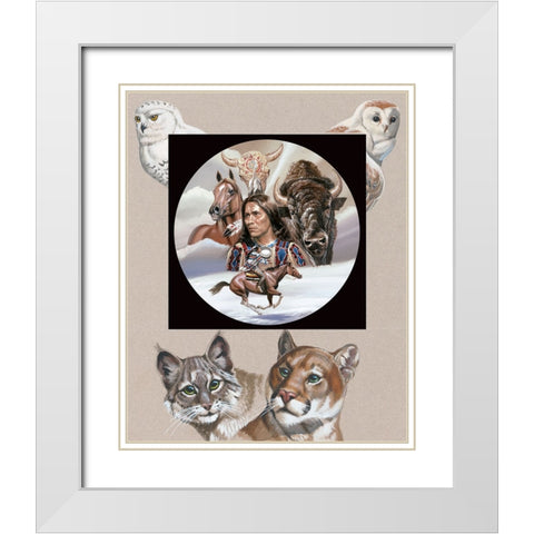 Indian Circle of Life White Modern Wood Framed Art Print with Double Matting by Unknown