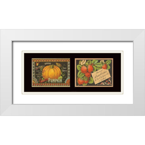 Pumpkin and Strawberries White Modern Wood Framed Art Print with Double Matting by Unknown