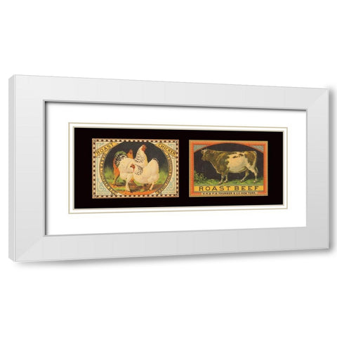 Chicken and Beef White Modern Wood Framed Art Print with Double Matting by Unknown