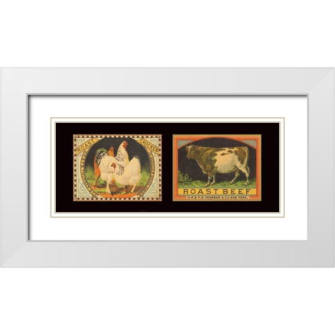 Chicken and Beef White Modern Wood Framed Art Print with Double Matting by Unknown