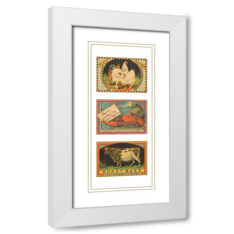 Chicken-Lobster-Beef White Modern Wood Framed Art Print with Double Matting by Unknown