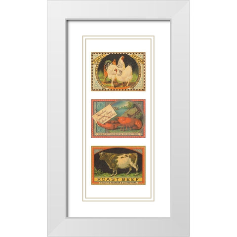 Chicken-Lobster-Beef White Modern Wood Framed Art Print with Double Matting by Unknown