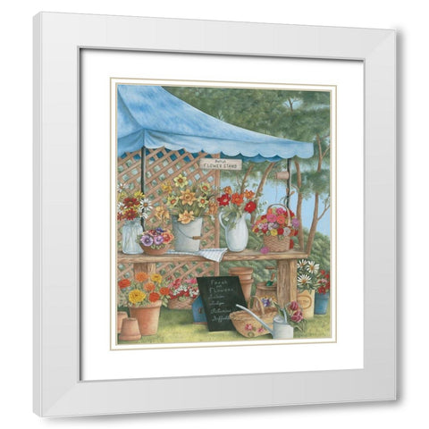 Flower Stand I White Modern Wood Framed Art Print with Double Matting by Unknown