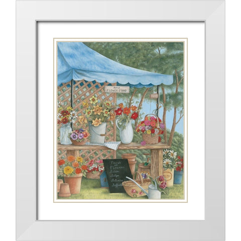 Flower Stand I White Modern Wood Framed Art Print with Double Matting by Unknown