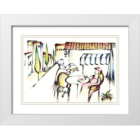 Voila Poisson White Modern Wood Framed Art Print with Double Matting by Unknown