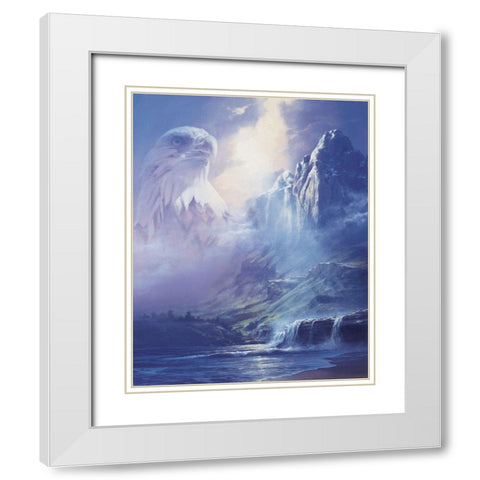 Eagles Fly Free White Modern Wood Framed Art Print with Double Matting by Unknown