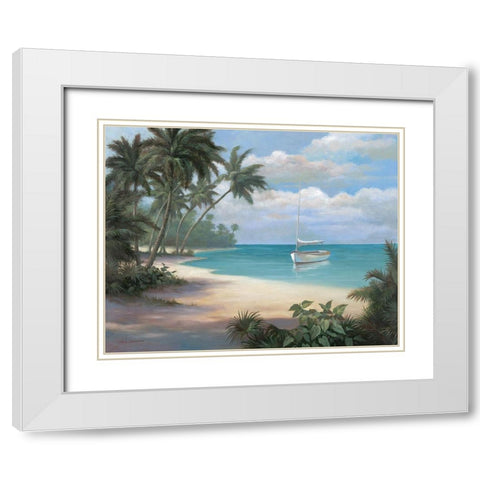 On the Beach White Modern Wood Framed Art Print with Double Matting by Unknown