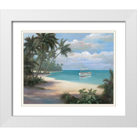 On the Beach White Modern Wood Framed Art Print with Double Matting by Unknown