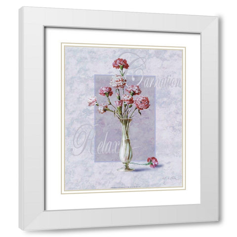Carnation White Modern Wood Framed Art Print with Double Matting by Unknown