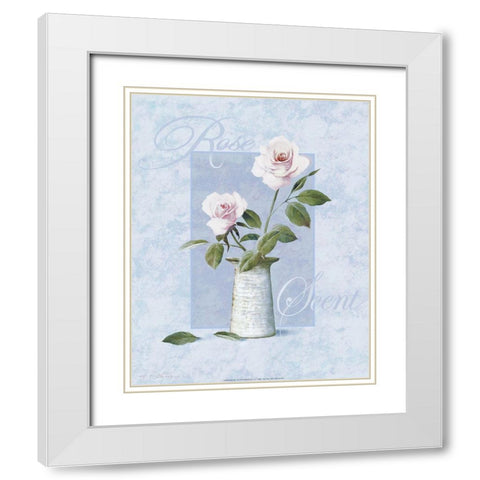 Rose White Modern Wood Framed Art Print with Double Matting by Unknown