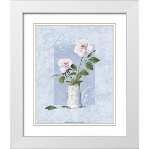Rose White Modern Wood Framed Art Print with Double Matting by Unknown