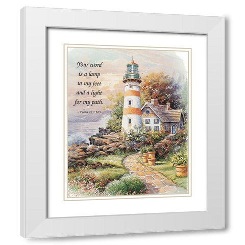 Psalm 119 White Modern Wood Framed Art Print with Double Matting by Unknown