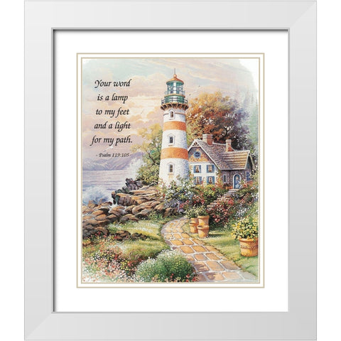 Psalm 119 White Modern Wood Framed Art Print with Double Matting by Unknown