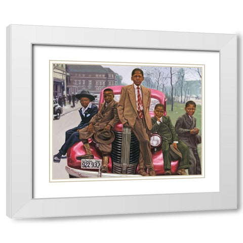 Off the Car White Modern Wood Framed Art Print with Double Matting by Unknown