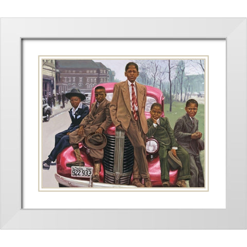 Off the Car White Modern Wood Framed Art Print with Double Matting by Unknown