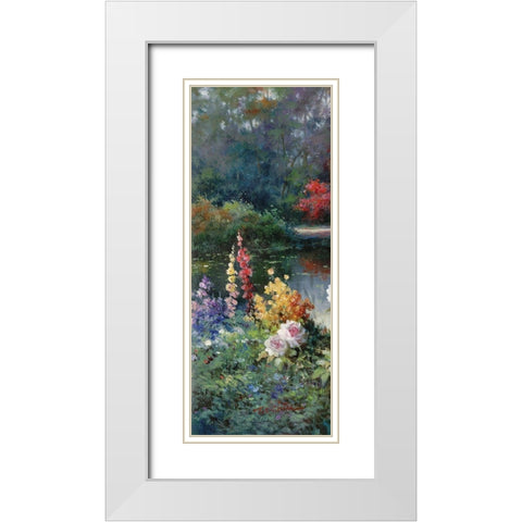 Gazebo on Lake II White Modern Wood Framed Art Print with Double Matting by Unknown
