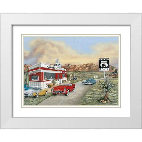 Route 66 I White Modern Wood Framed Art Print with Double Matting by Unknown
