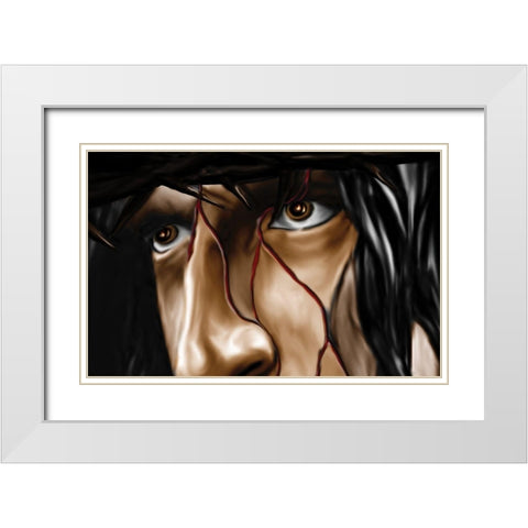 Pain and Sorrow White Modern Wood Framed Art Print with Double Matting by Unknown