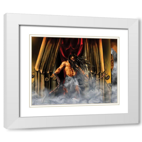 Samson in the Temple White Modern Wood Framed Art Print with Double Matting by Unknown